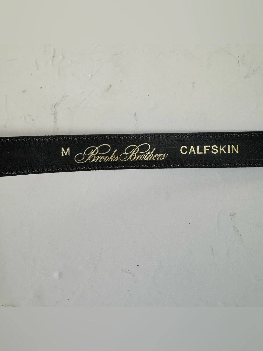 Vtg Brooks Brothers Navy Blue Calfskin Leather Belt M Gold Shell Coastal Preppy